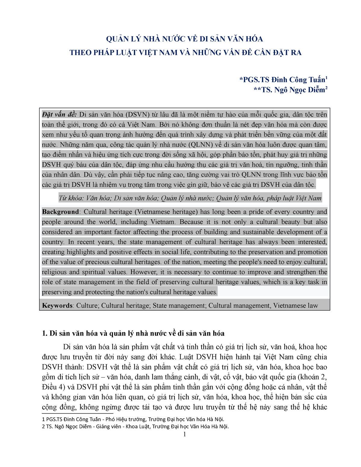 QUẢN LÝ NHÀ NƯỚC VỀ DI SẢN VĂN HÓA - QUẢN LÝ NHÀ NƯỚC VỀ DI SẢN VĂN HÓA THEO PHÁP LUẬT VIỆT NAM VÀ - Studocu