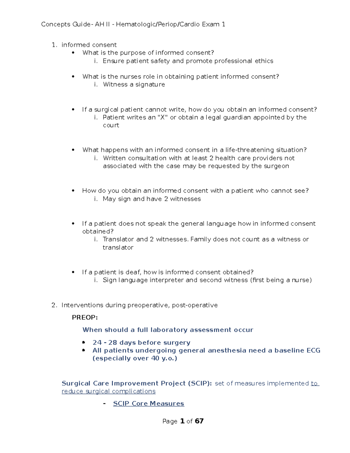 Exam 1 Concepts Guide Study Doc informed consent What is the purpose