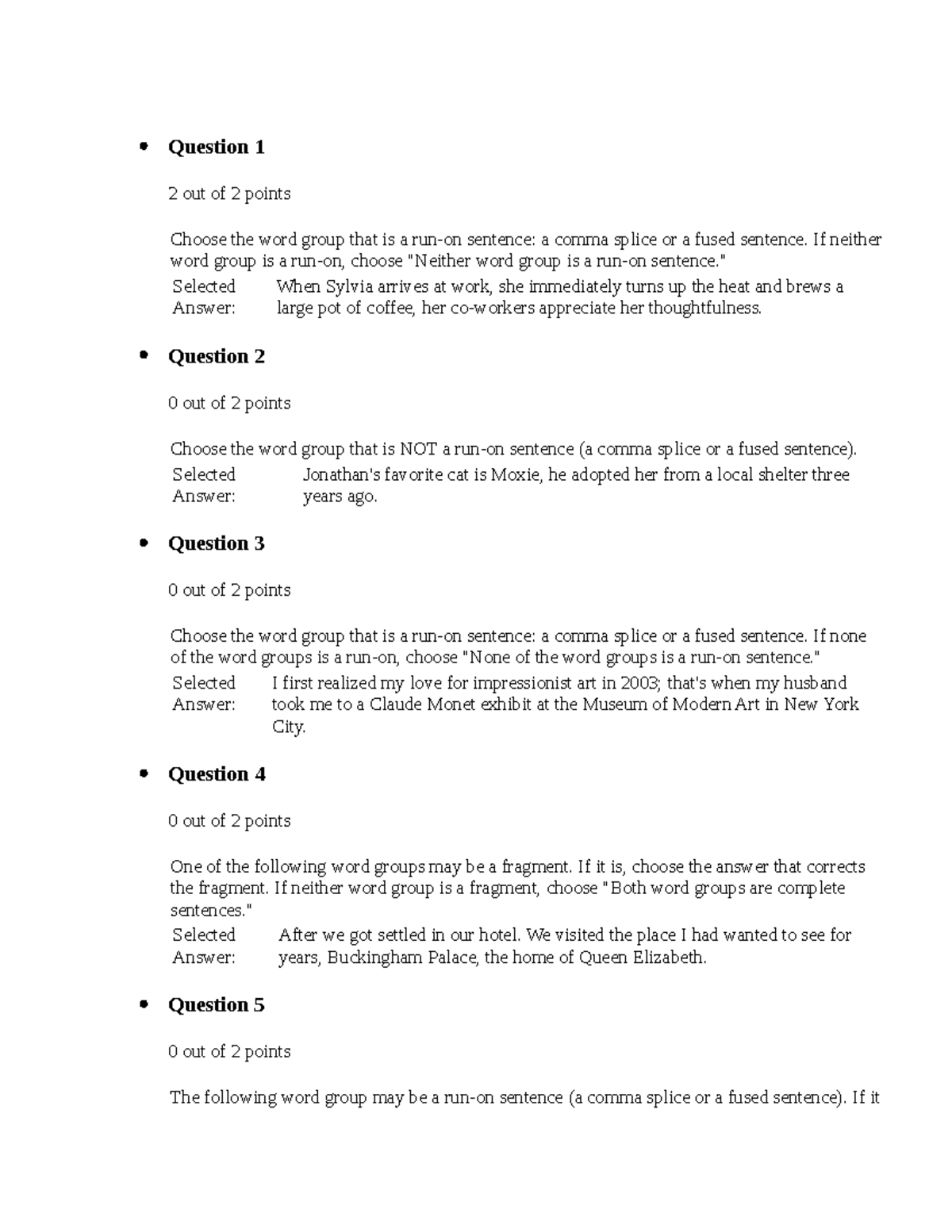 Engltest 1 - Theory practice - Question 1 2 out of 2 points Choose the ...
