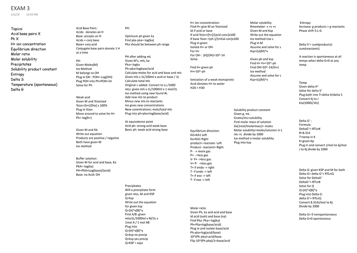 Exam 3 Chem 2 Exam 3 How To Do The Questions Given Studocu