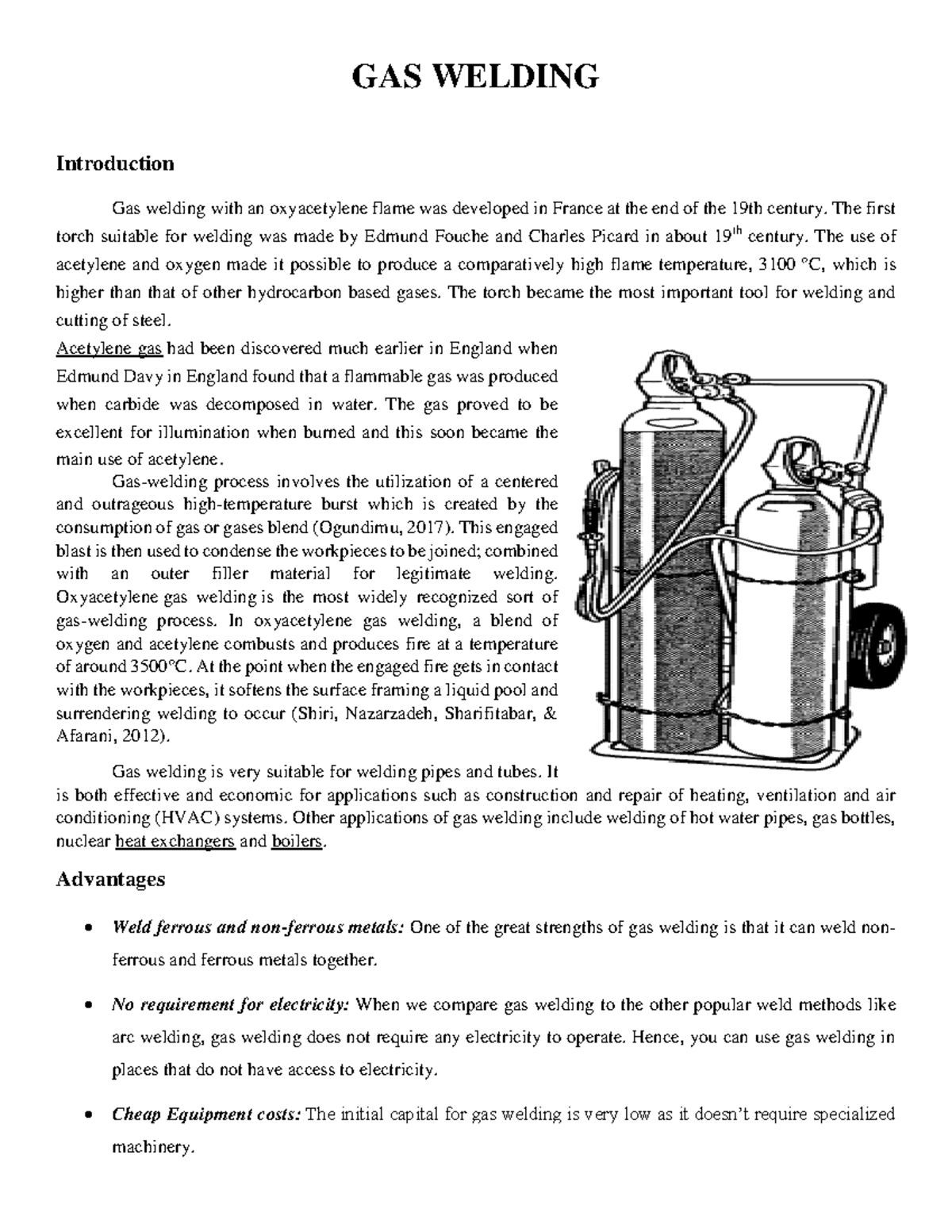 OAW fundamentals about gas welding, safety, procedure, and defect. GAS WELDING Introduction