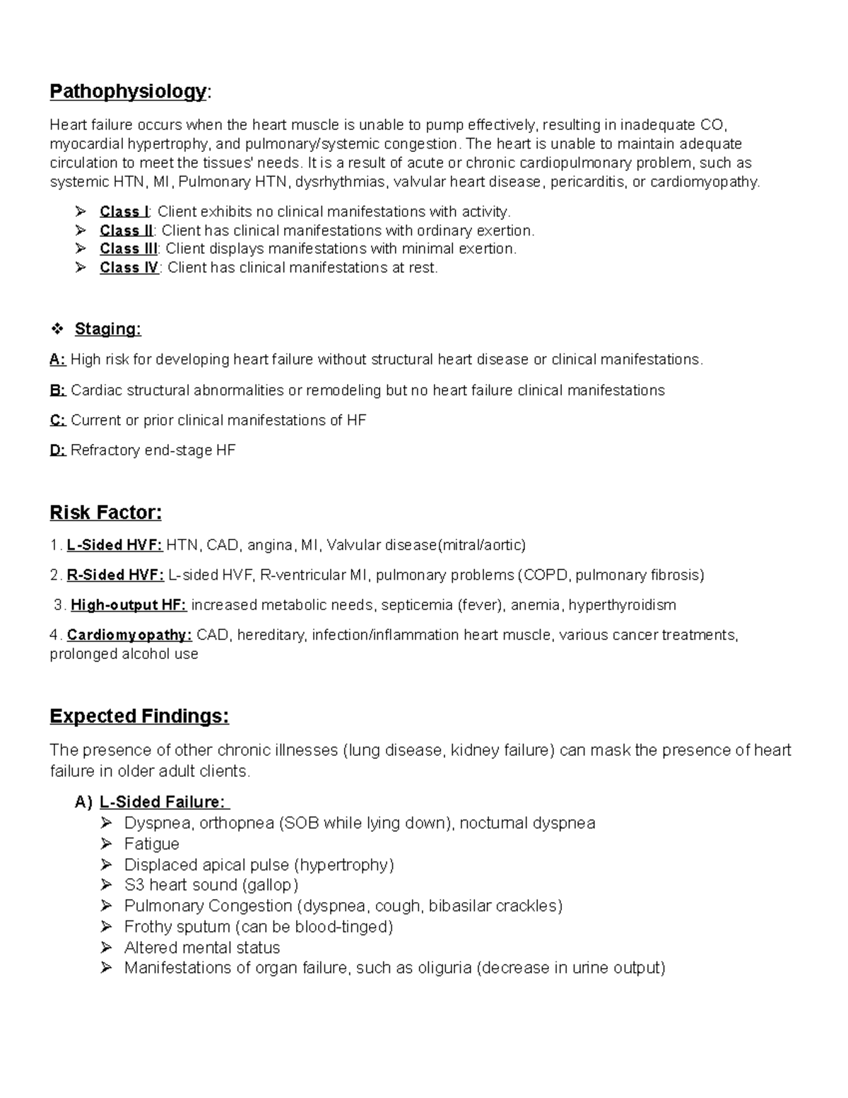 Heart Failure Notes - CHF Notes - Pathophysiology : Heart failure ...