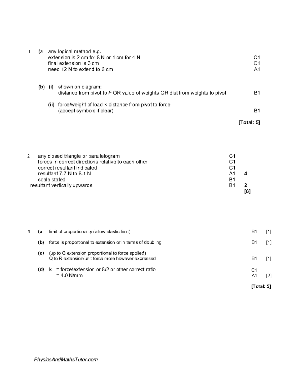 Forces 5 Ms Physics Practice And Coursework For Homework And Test C C A 1 A Any Logical 