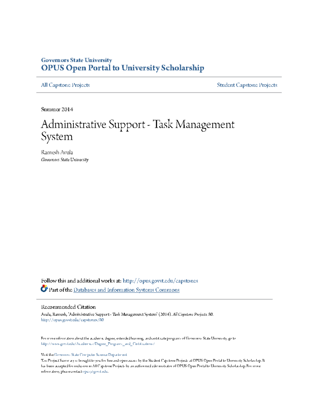Administrative Support - Task Management System - Governors State ...