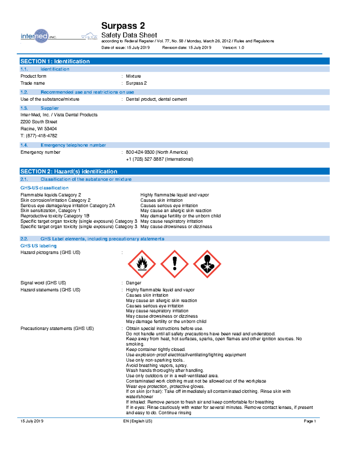 Final Surpass 2 US SDS EN 190730 - Safety Data Sheet according to ...