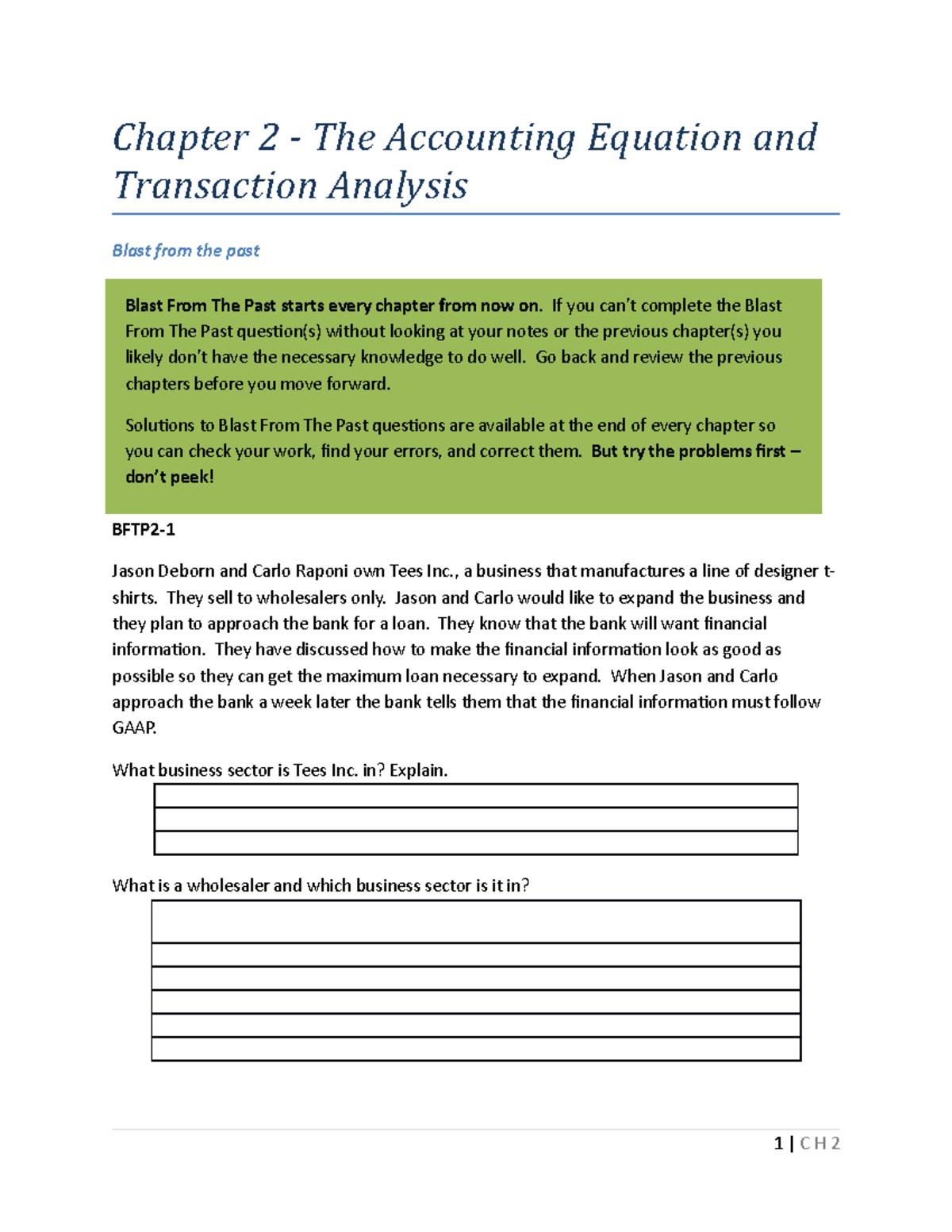 Chapter 2 - The Accounting Equation and Transaction Analysis - Student ...