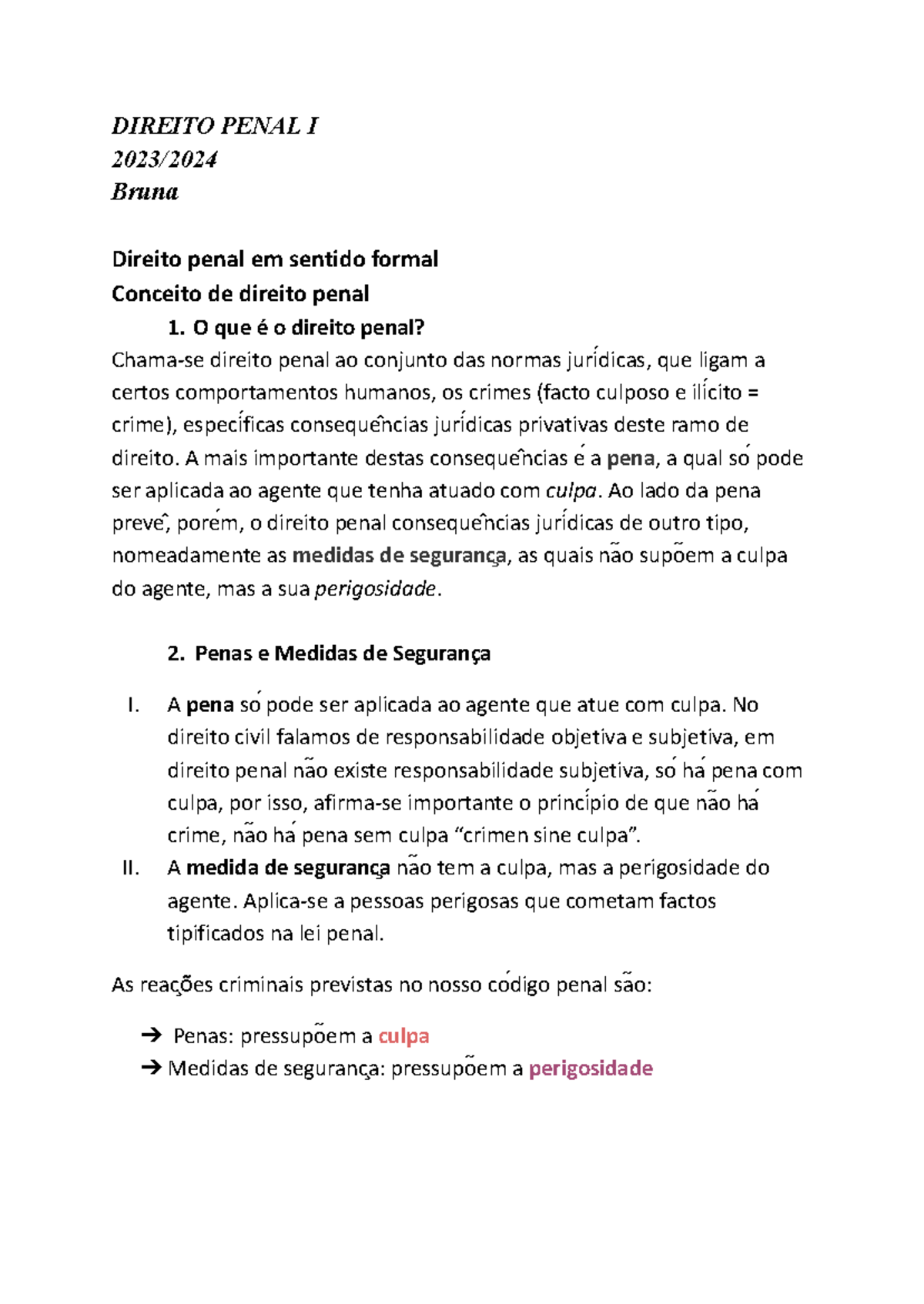 Penal Resumos - DIREITO PENAL I 2023/ Bruna Direito Penal Em Sentido ...