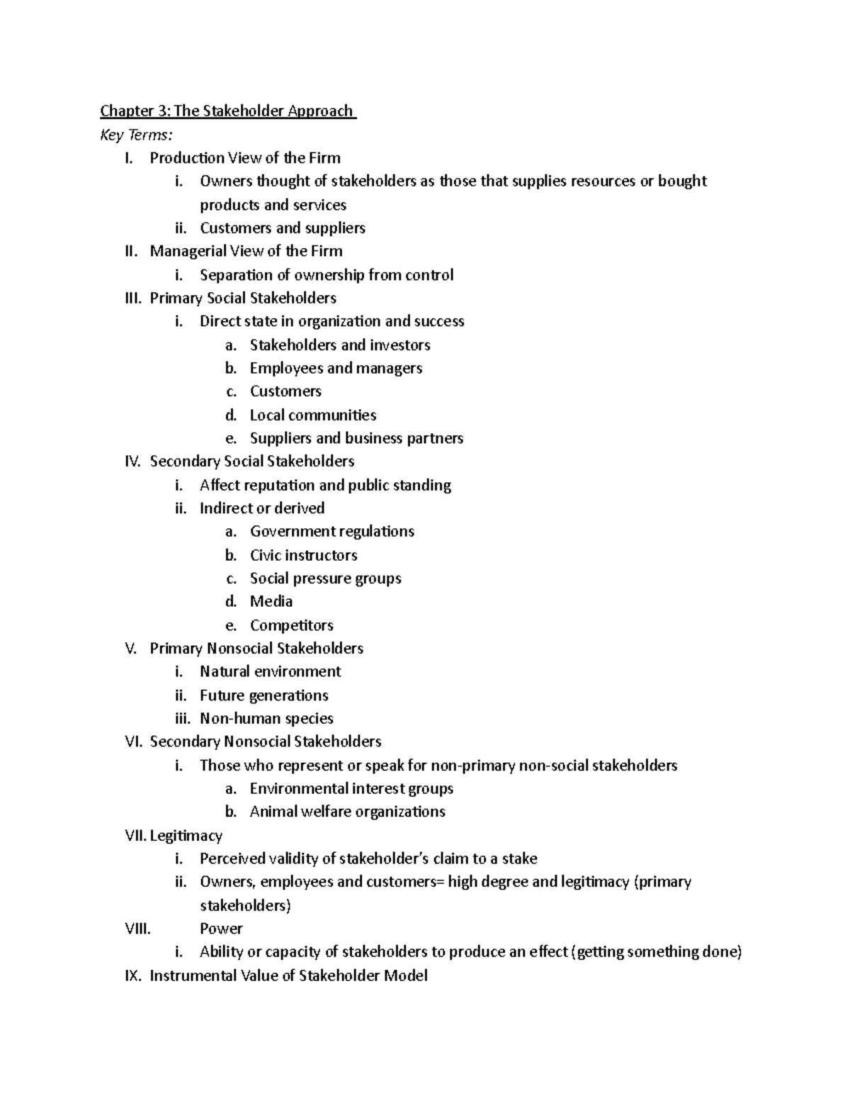 Chapter 3 Stakeholders Key Terms - Chapter 3: The Stakeholder Approach ...