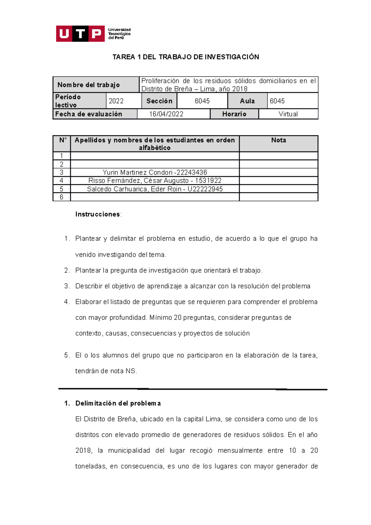 Semana 5 - Tarea A1 - Individuo y medio ambiente - TAREA 1 DEL TRABAJO ...