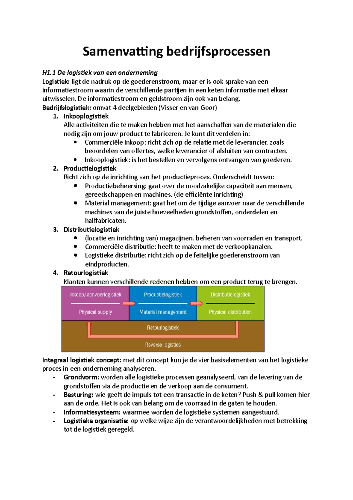 Samenvatting Handboek Bedrijfsprocessen - Samenvatting ...