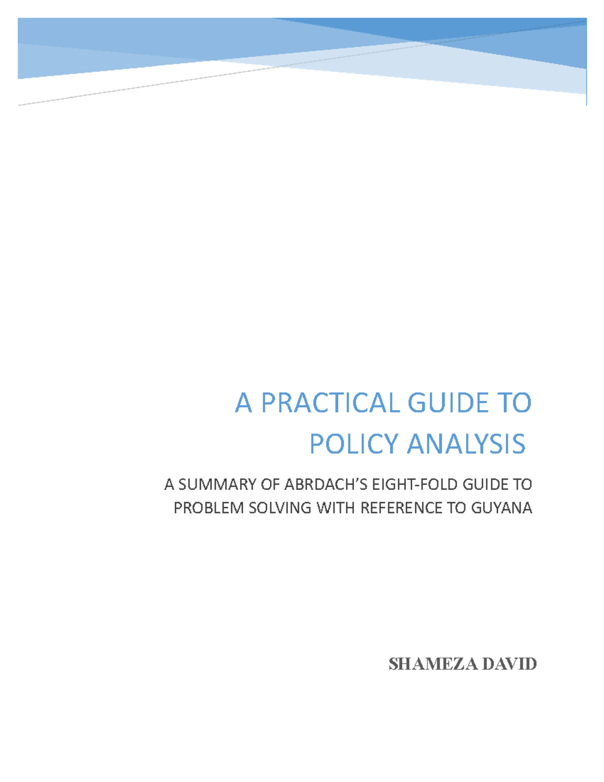 A Practical Guide to Policy Analysis by Eugene - A PRACTICAL GUIDE TO ...