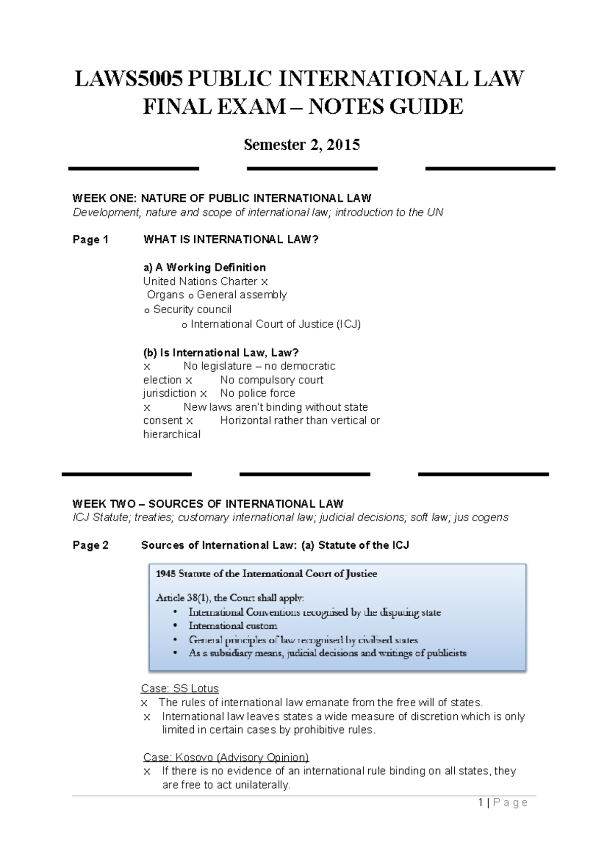 Nexusnotes HD - Lecture Notes - LAWS5005 PUBLIC INTERNATIONAL LAW FINAL ...