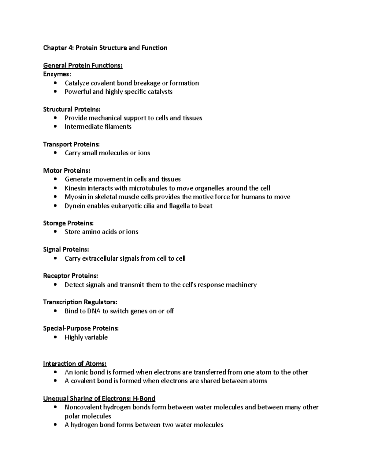 Chapter 4 Protein Structure and Function Chapter 4 Protein