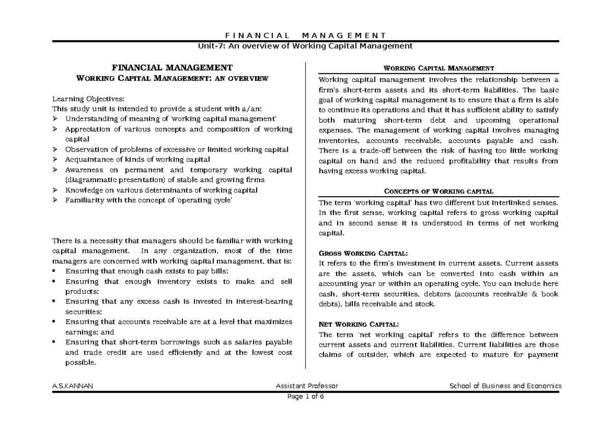 Example Of Permanent And Temporary Working Capital