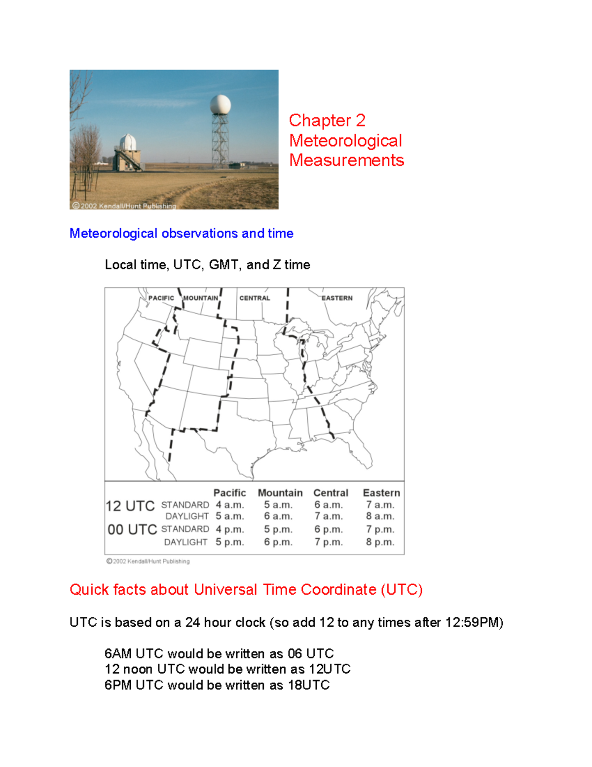 Chapter 2 Lecture Notes Chapter 2 Meteorological Measurements