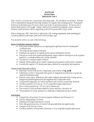 Math233 Test1Review Problems 2020F - Math 233 Test 1 Review Problems ...