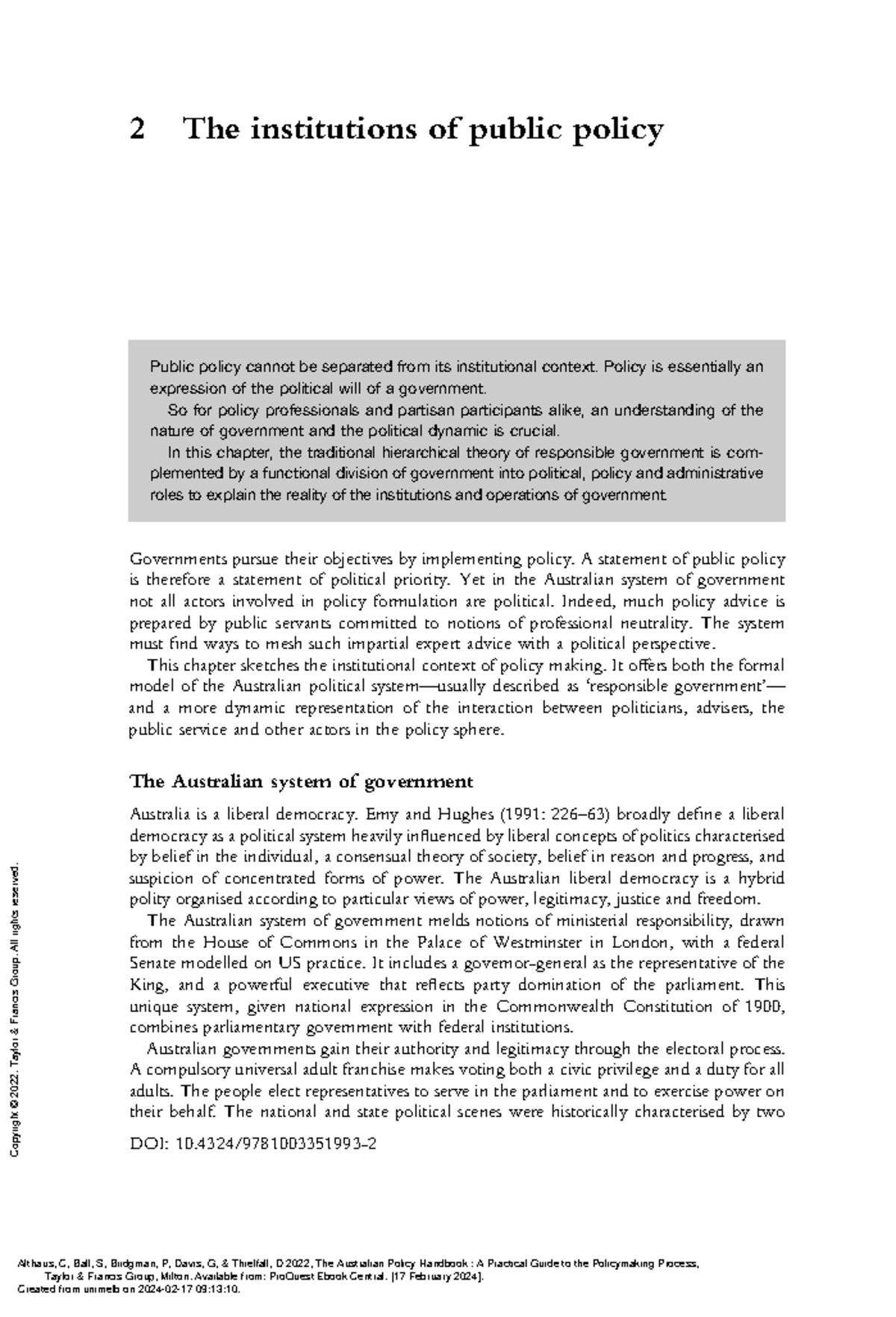 CH2 The Institutions of Public Policy - 2 The institutions of public ...