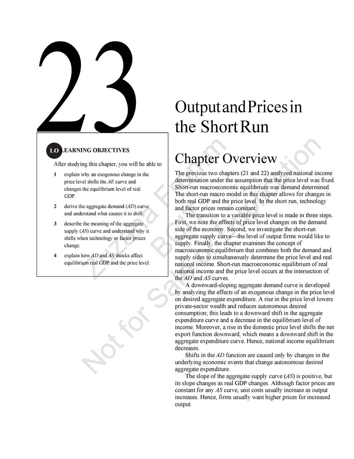 Macro Chapters 23 26 Review Lo Learning Objectives After Studying This Chapter You Will Be Able To Explain Why An Exogenous Change In The Price Level Shifts Studocu