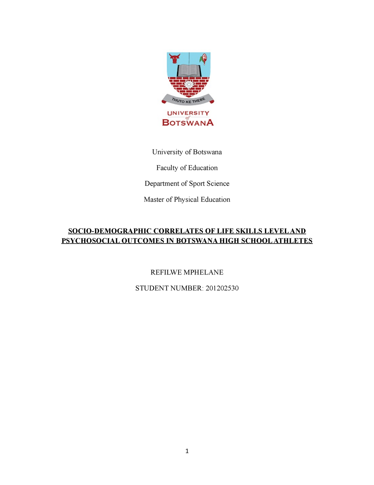 Research Proposal - University Of Botswana Faculty Of Education ...