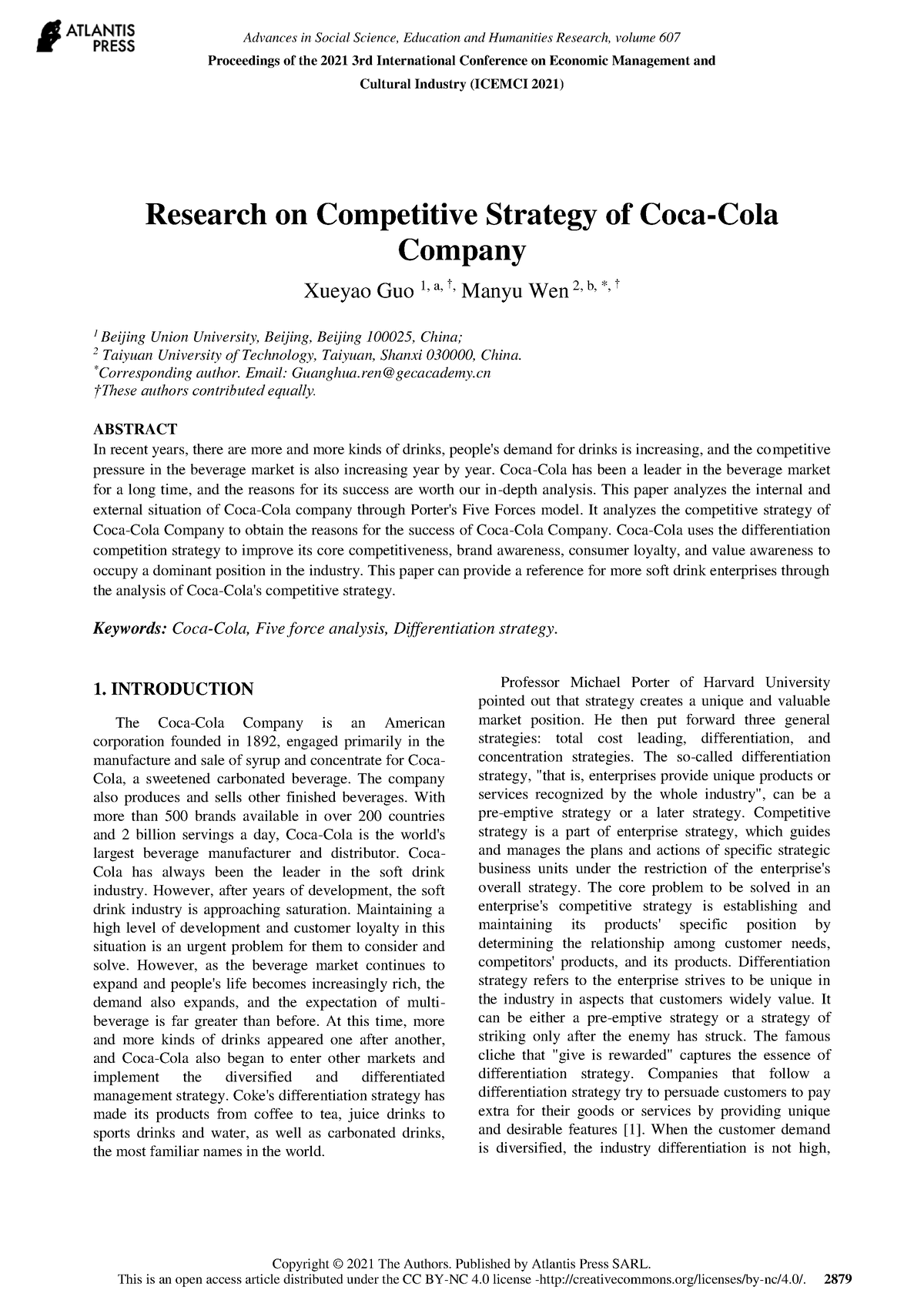 research study of coca cola