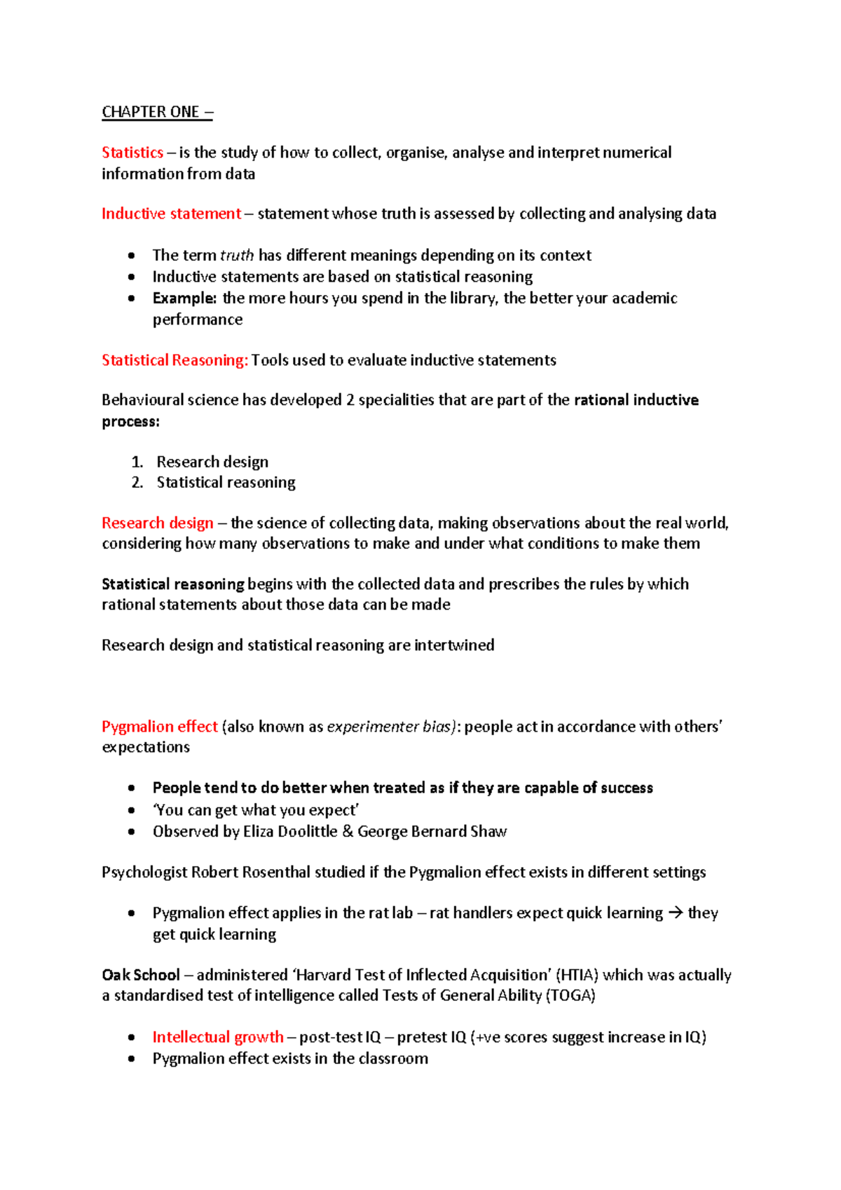 Advanced Research Design and Analysis - Summary - CHAPTER ONE ...