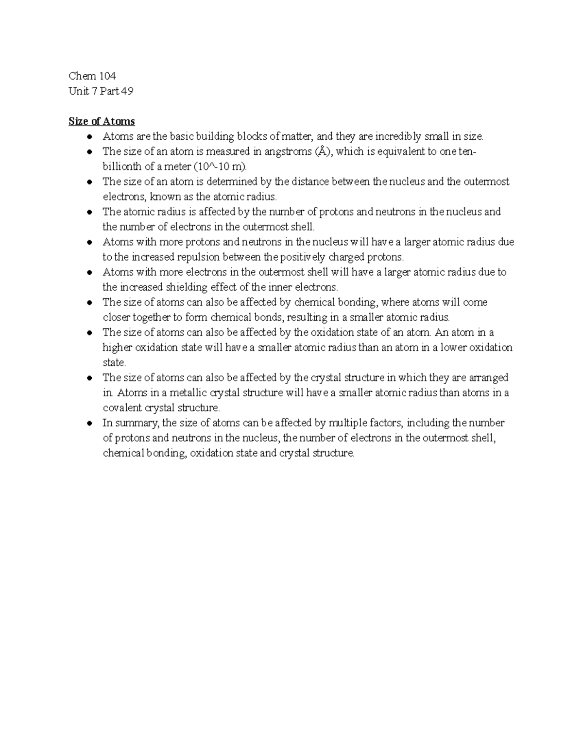 General Chemistry 104 Unit 7 Part 49 Notes - Chem 104 Unit 7 Part 49 ...