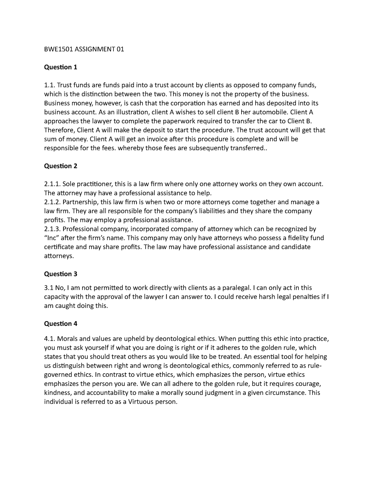 assignment of stock to trust