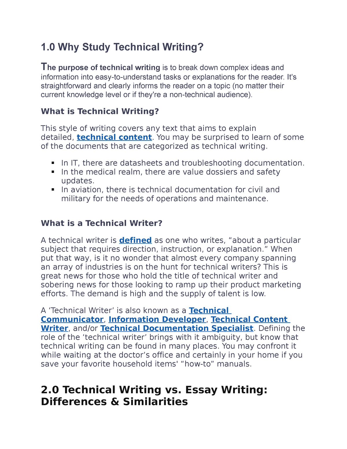 Unit 2. Technical Writing Handouts - 1 Why Study Technical Writing? The ...