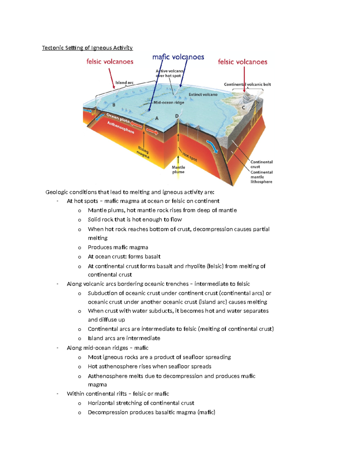 Tectonic Setting of Igneous Activity Tectonic Setting of Igneous