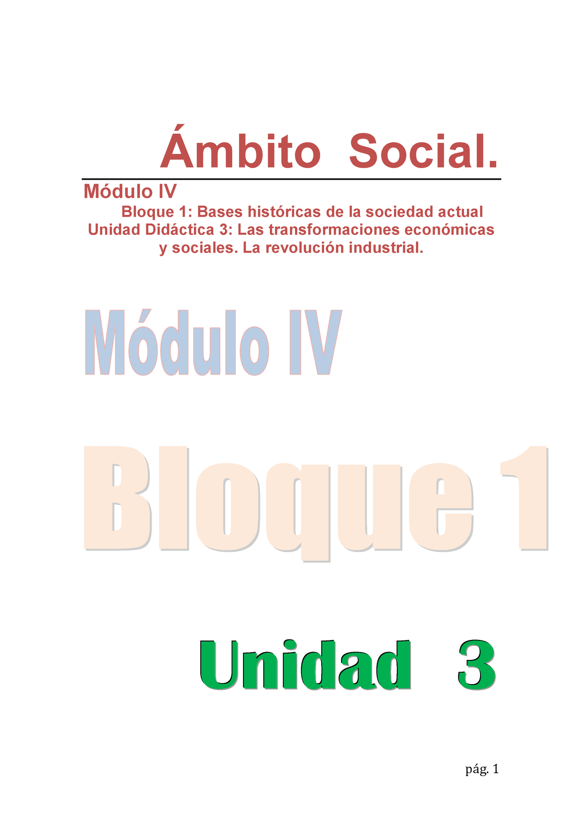 Bloque 1 UD 3 - Revolucion Industrial - ¡mbito Social. MÛdulo IV Bloque ...