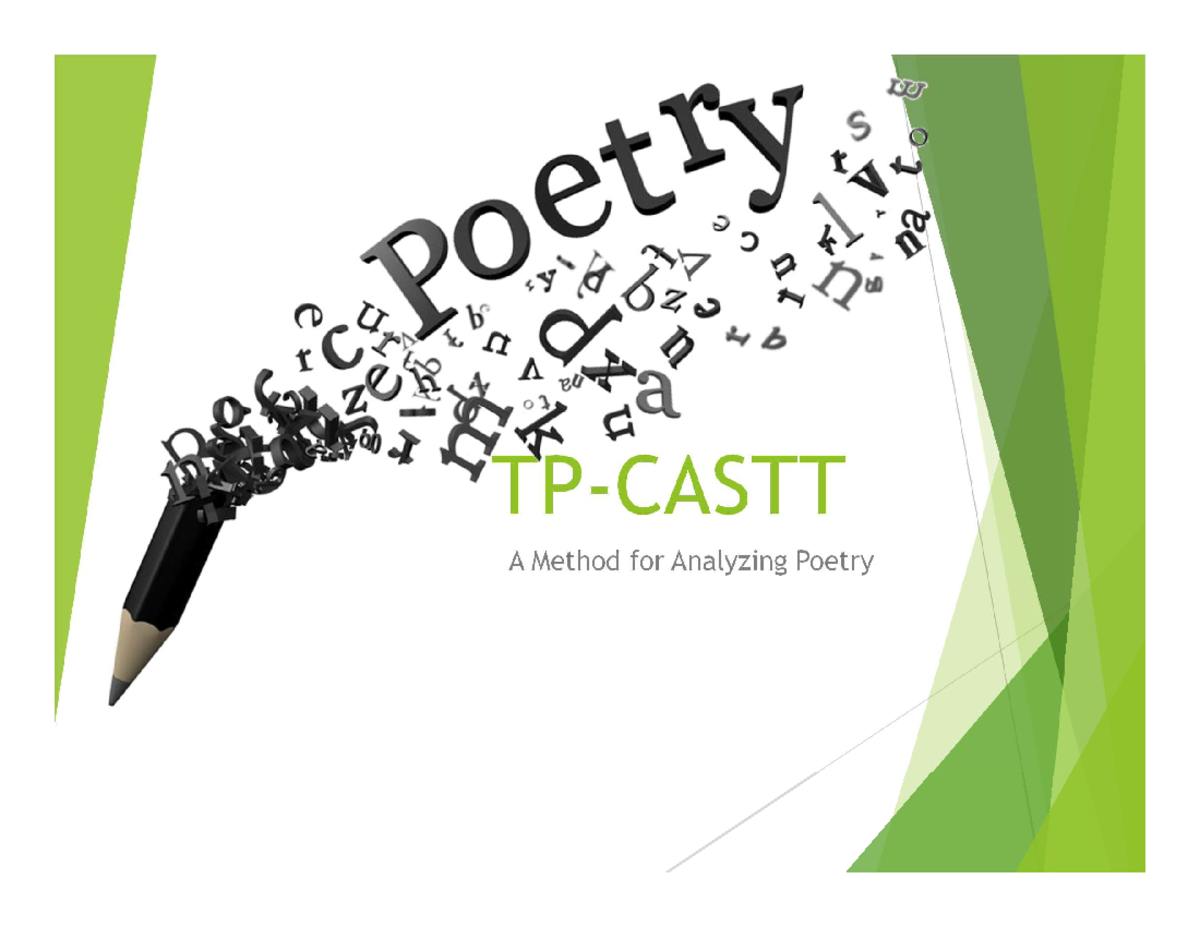 Tpcastt Power Point-1-1 - TP-CASTT A Method for Analyzing Poetry TP ...