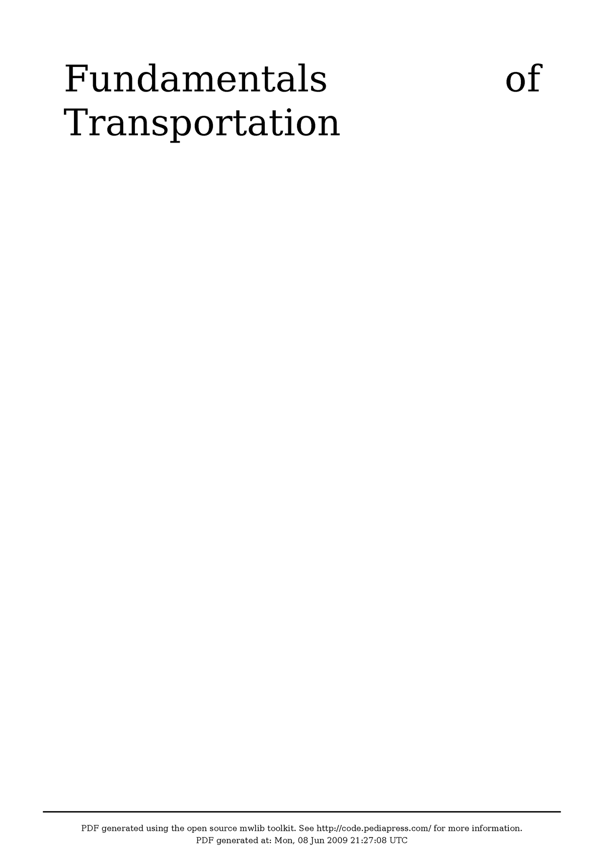 Fundamentals Of Transportation - PDF Generated Using The Open Source ...