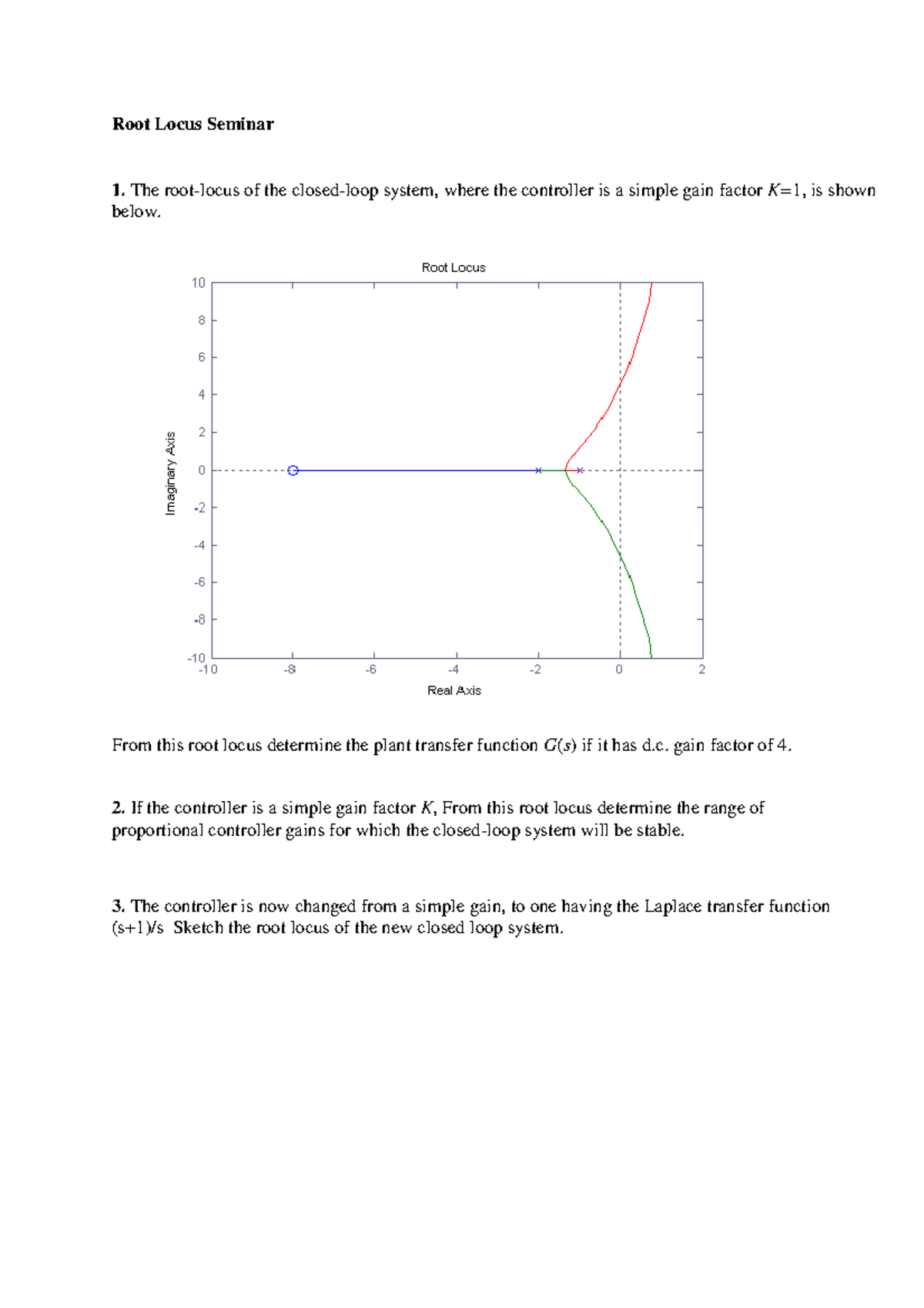 Root Locus Seminar Control And Instrumentation Shu Studocu