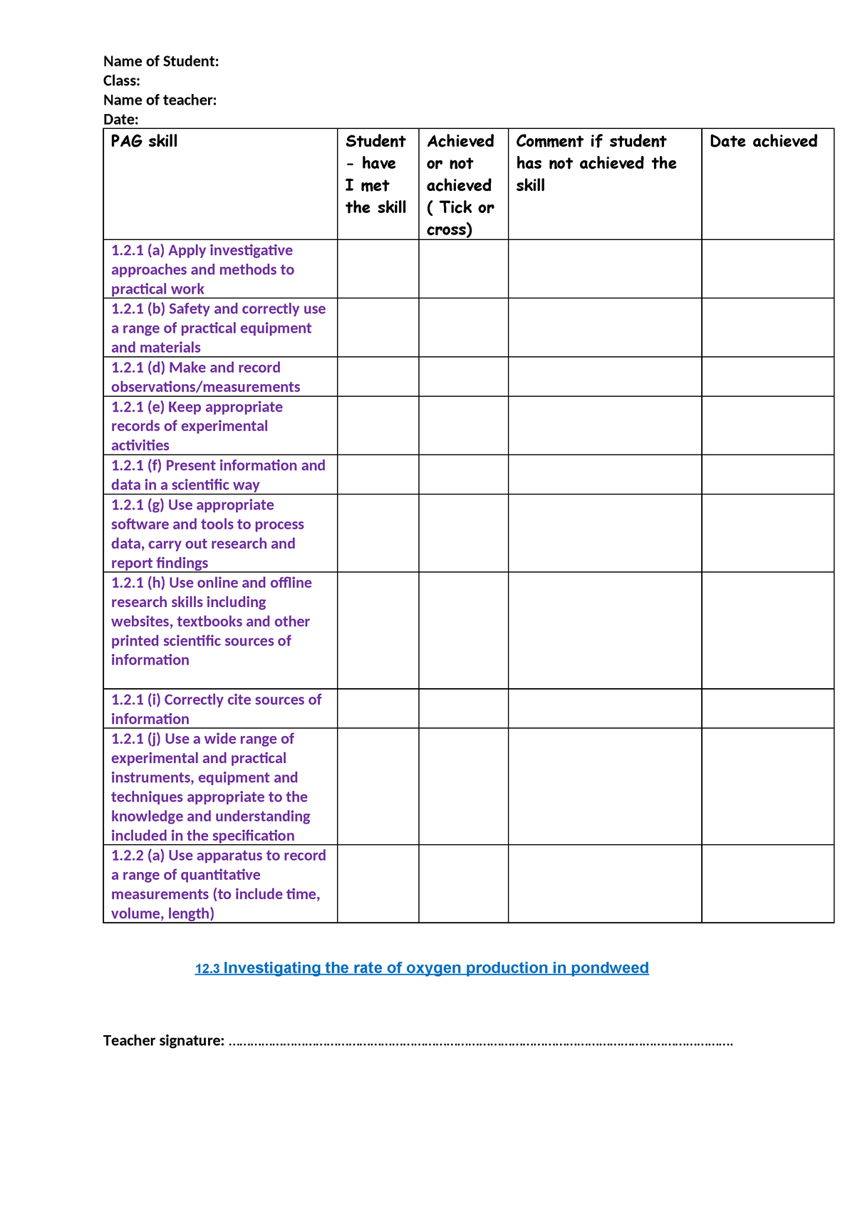 Pag 12 - helps students - Name of Student: Class: Name of teacher: Date ...