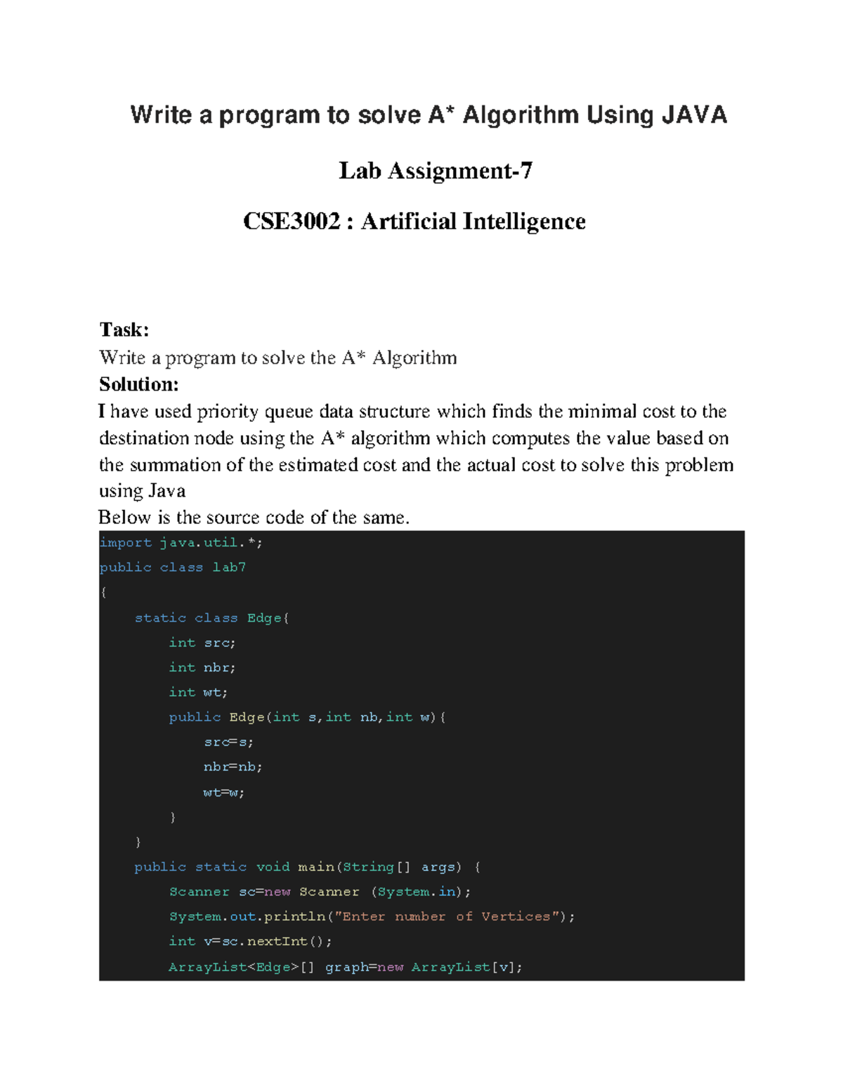 7 - Artificial intelligence material - Write a program to solve A* ...