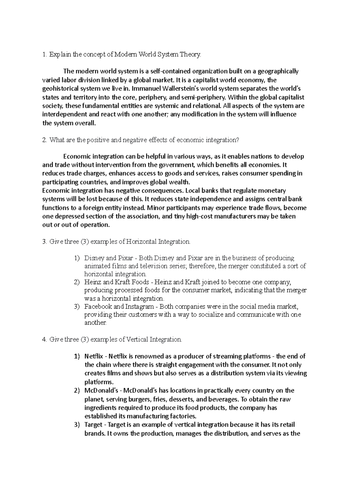 Chapter 2 Activity 3 - Explain the concept of Modern World System ...