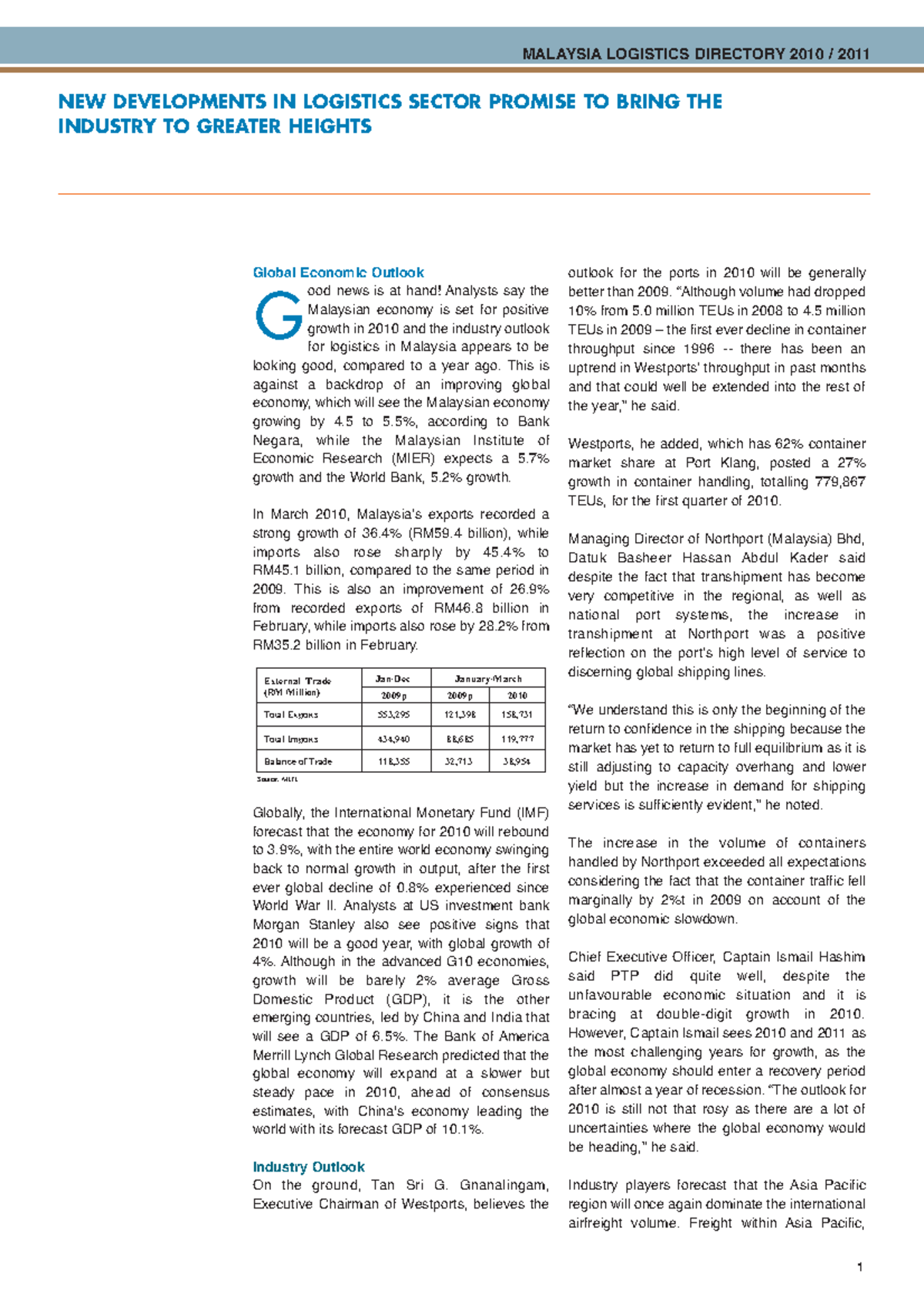 Malaysian Logistics Directory - MALAYSIA LOGISTICS DIRECTORY 2010 / ...