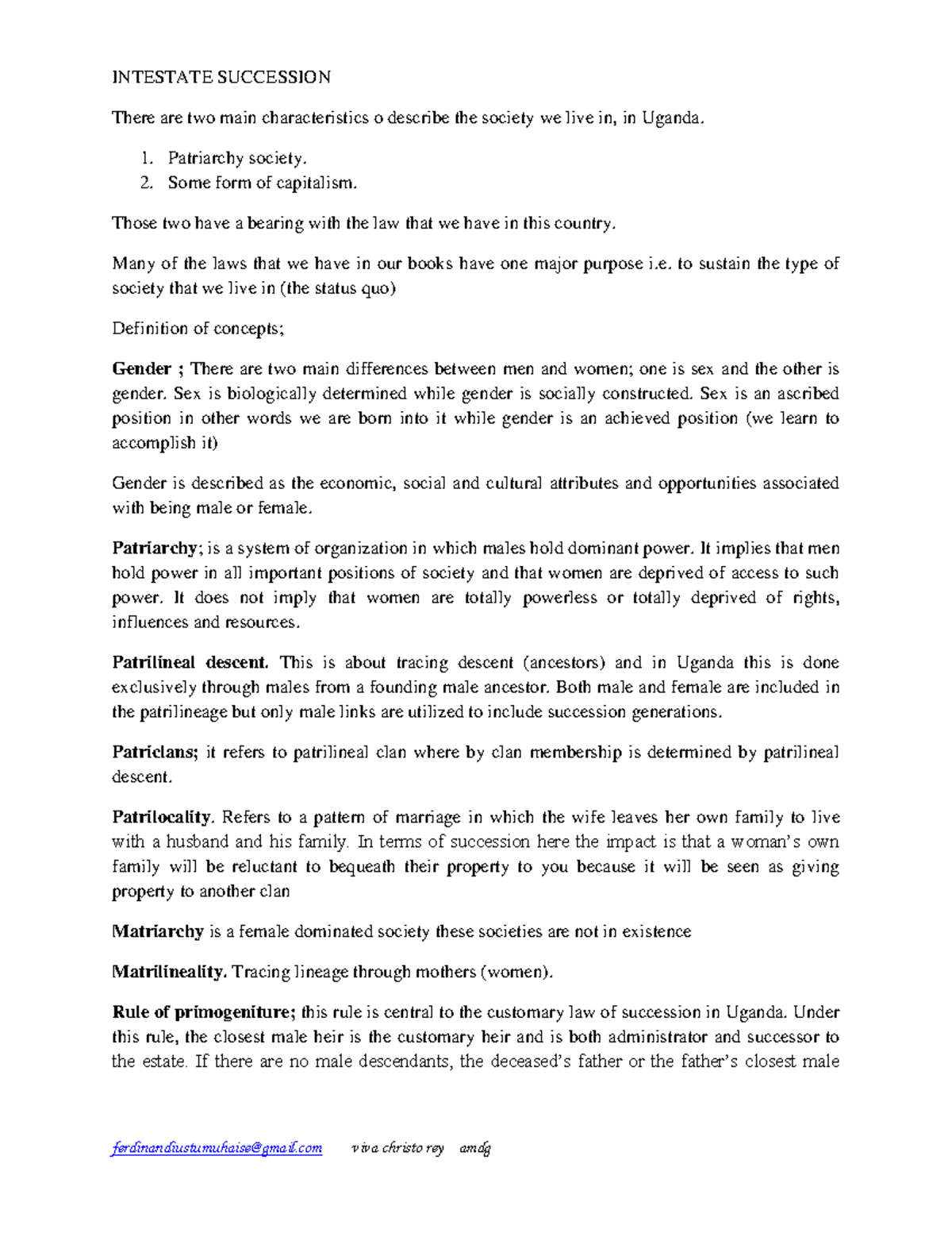 Family; Intestate Succession - INTESTATE SUCCESSION There are two main ...
