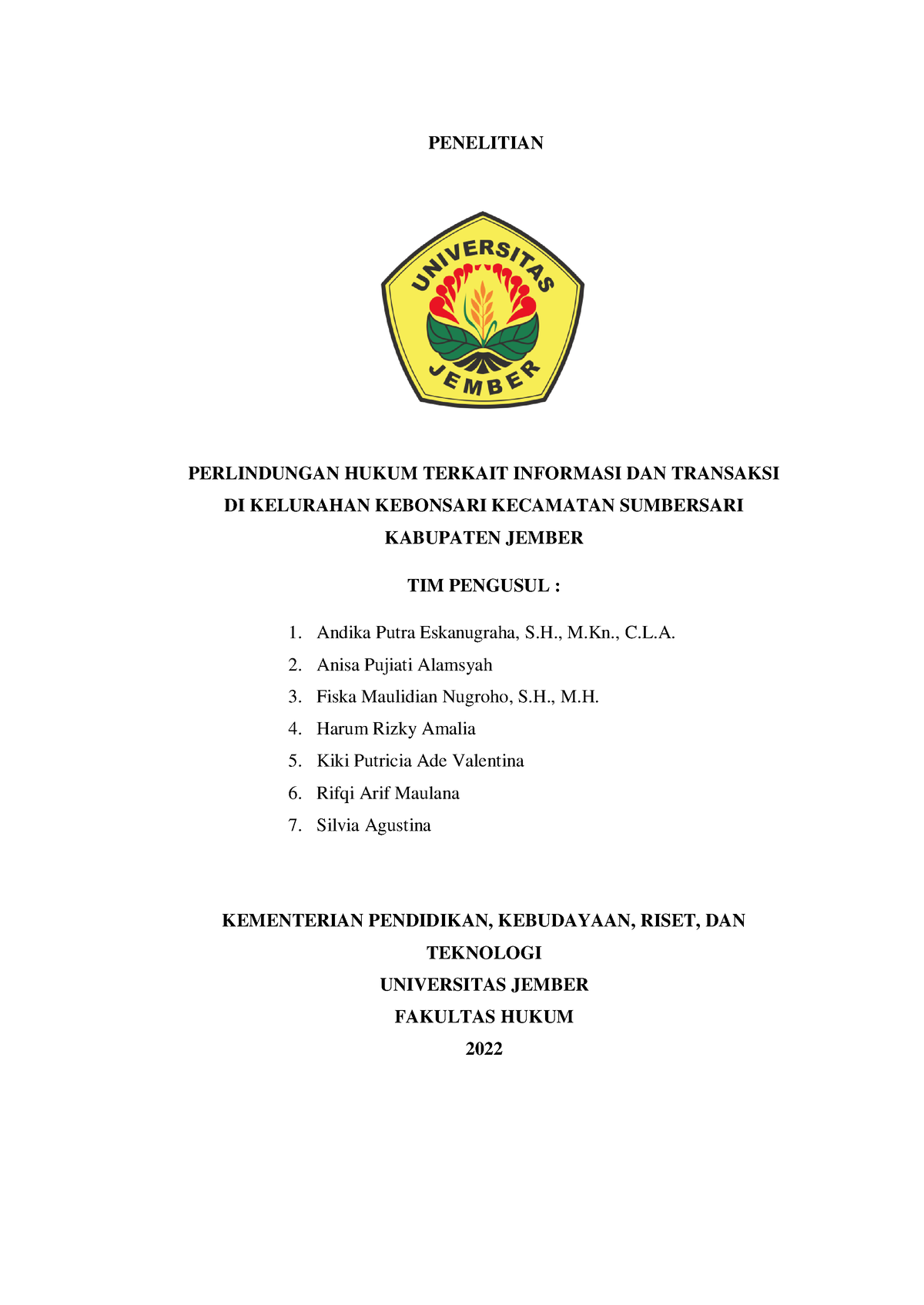 Proposal Penelitian Hukum TIM C2 Sumbersari (1) - Copy - PENELITIAN ...