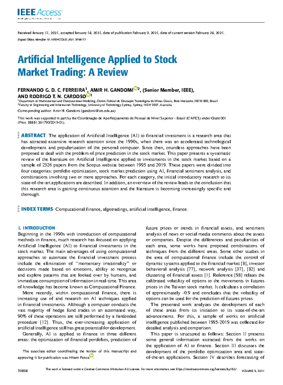Artificial Intelligence Applied to Stock Market Trading A Review ...
