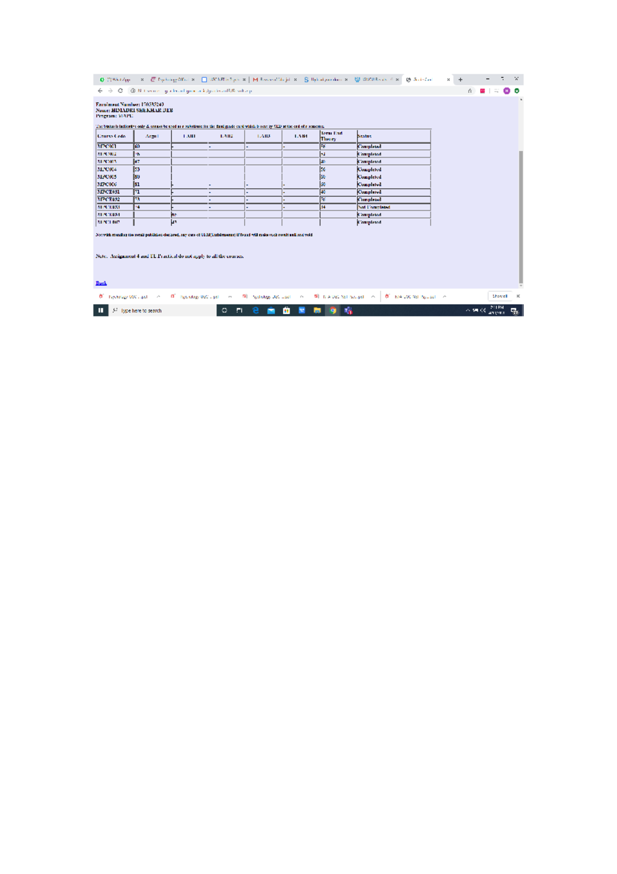 ignou Grade card - masters in psychology - Studocu