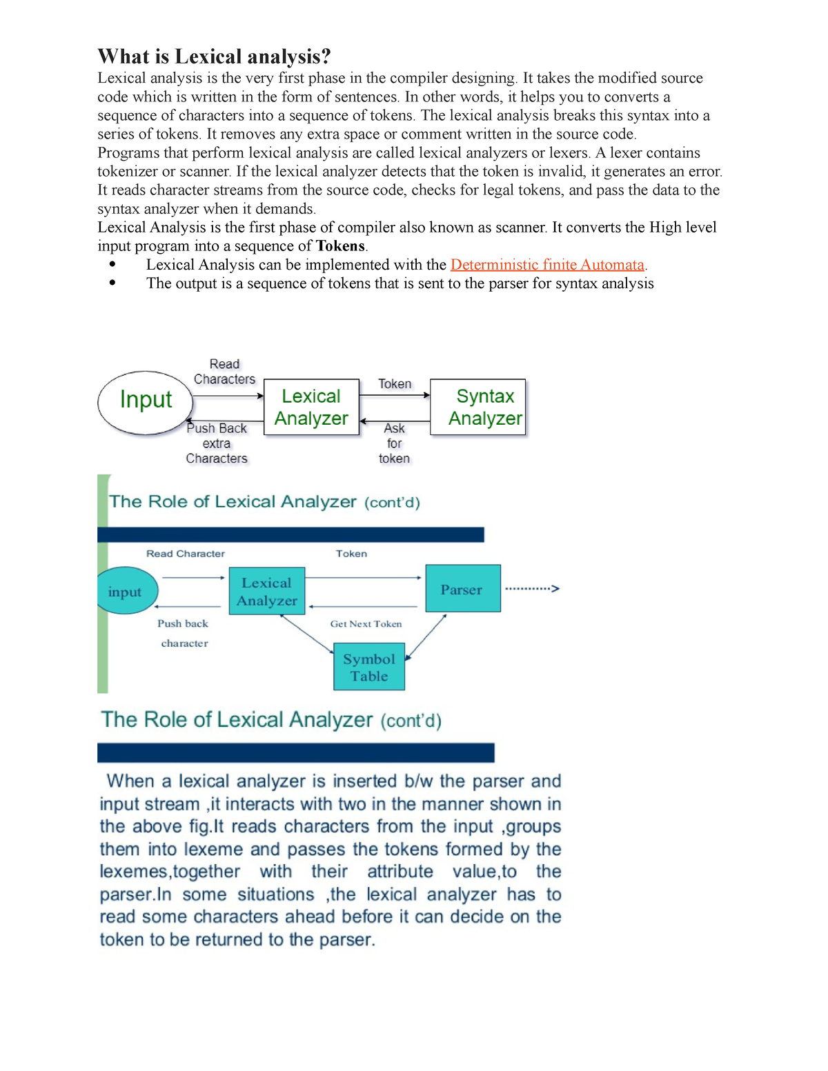 Role Of Regular Expression In Lexical Analysis