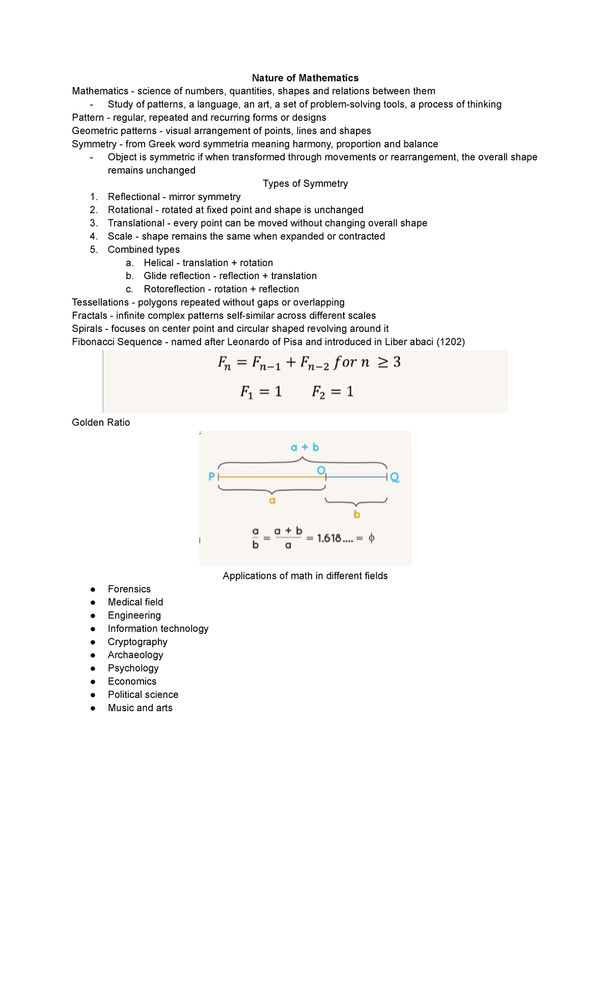 GE 4-1 - Patterns - Nature of Mathematics Mathematics - science of ...