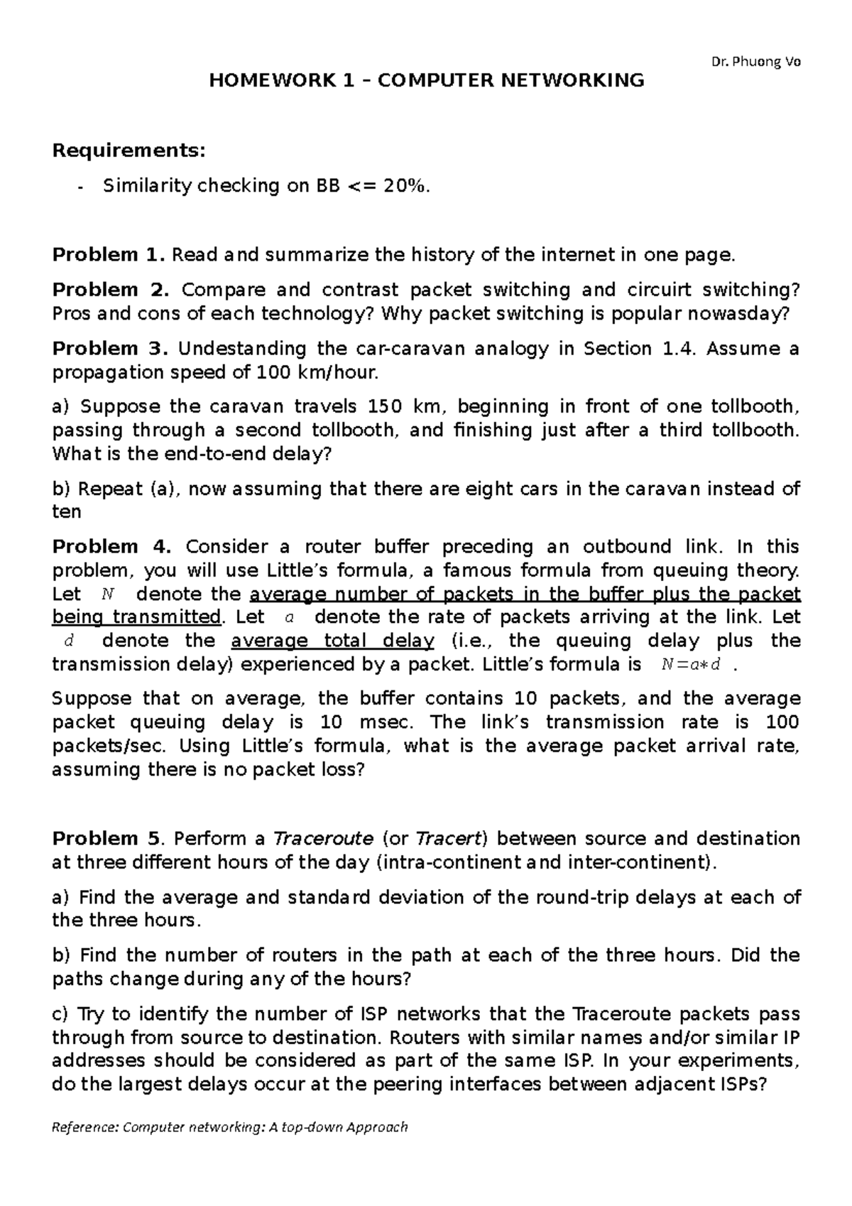 Homework 1 - Lecture notes 2 - Dr. Phuong Vo HOMEWORK 1 – COMPUTER ...