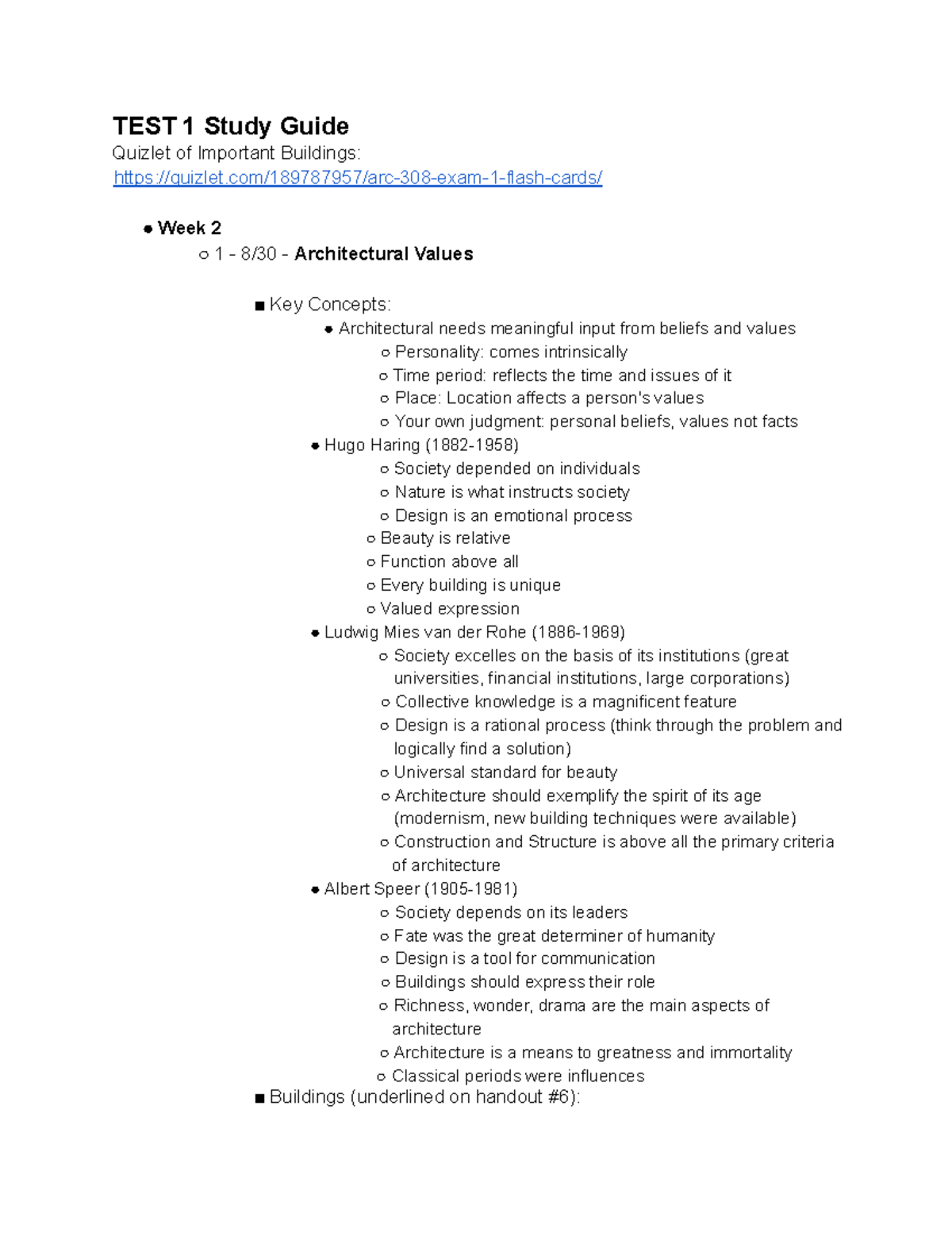 Exam 1 Study Guide - Review for Exam 1 - TEST 1 Study Guide Quizlet of ...