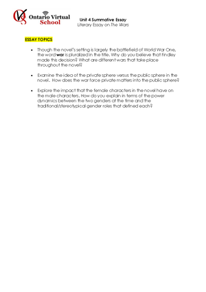 U3L1 Essay Analysis Assignment - ENG4U Unit 3 – Lesson 1 Essay Analysis ...