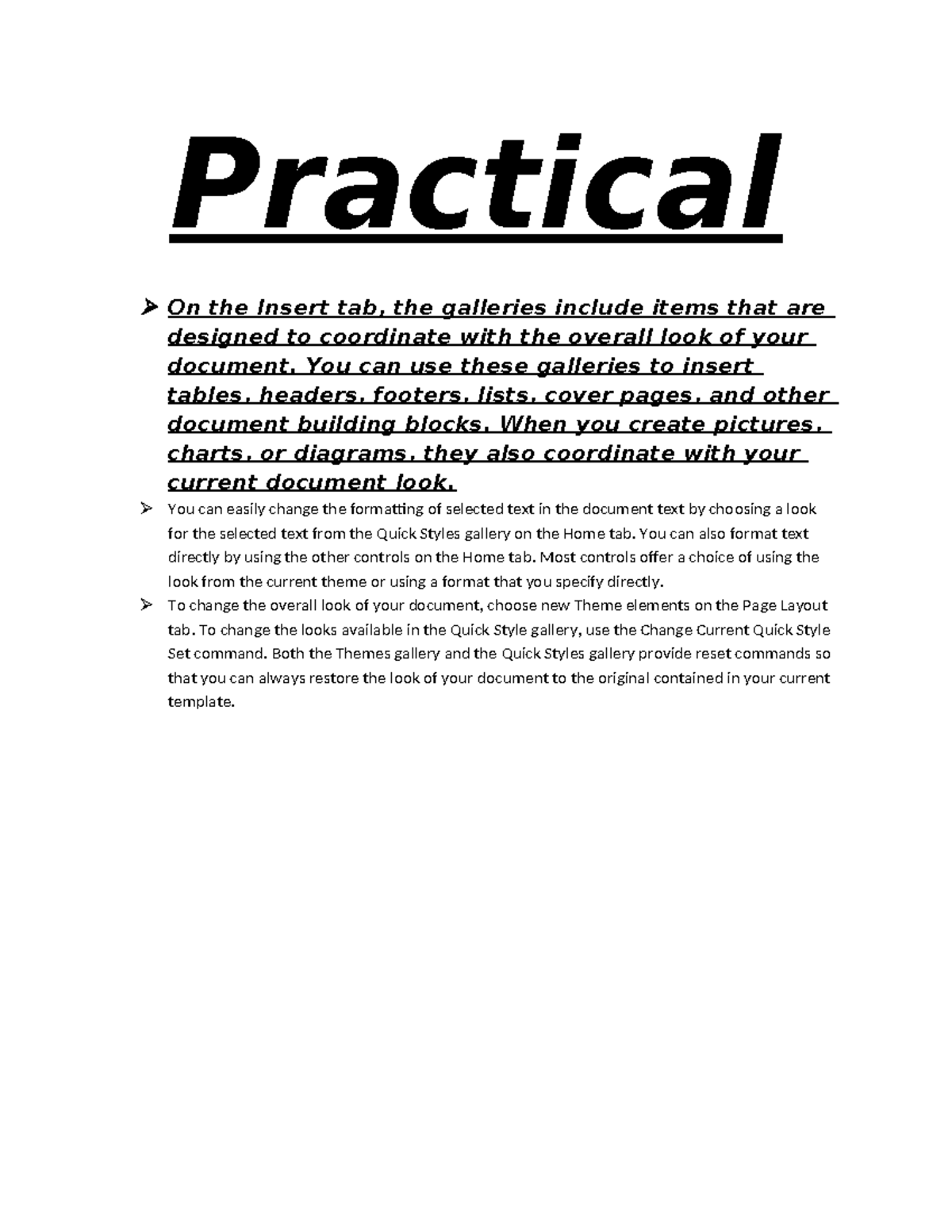 Abdullah ICS - bhujhbyu - Practical On the Insert tab, the galleries ...
