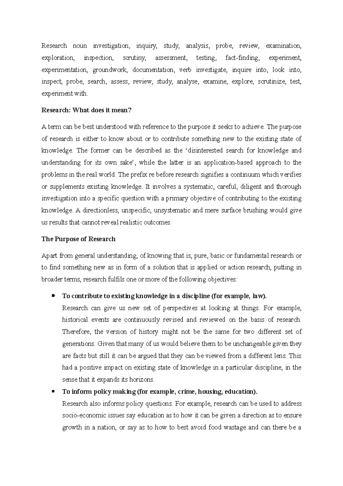 Unit 4 - Notes - Research Noun Investigation, Inquiry, Study, Analysis 