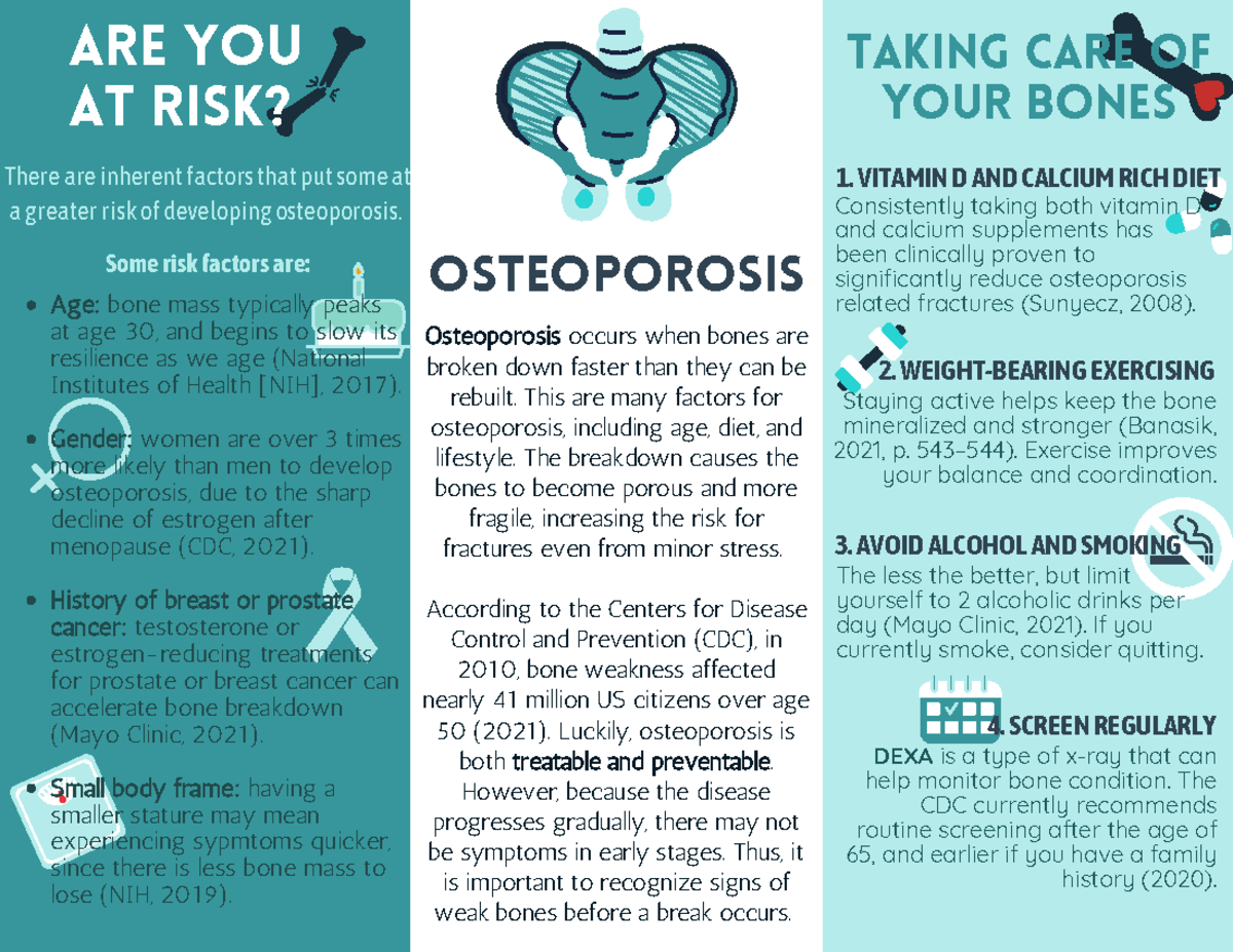 Osteoporosis Brochure - Osteoporosis Occurs When Bones Are Broken Down ...