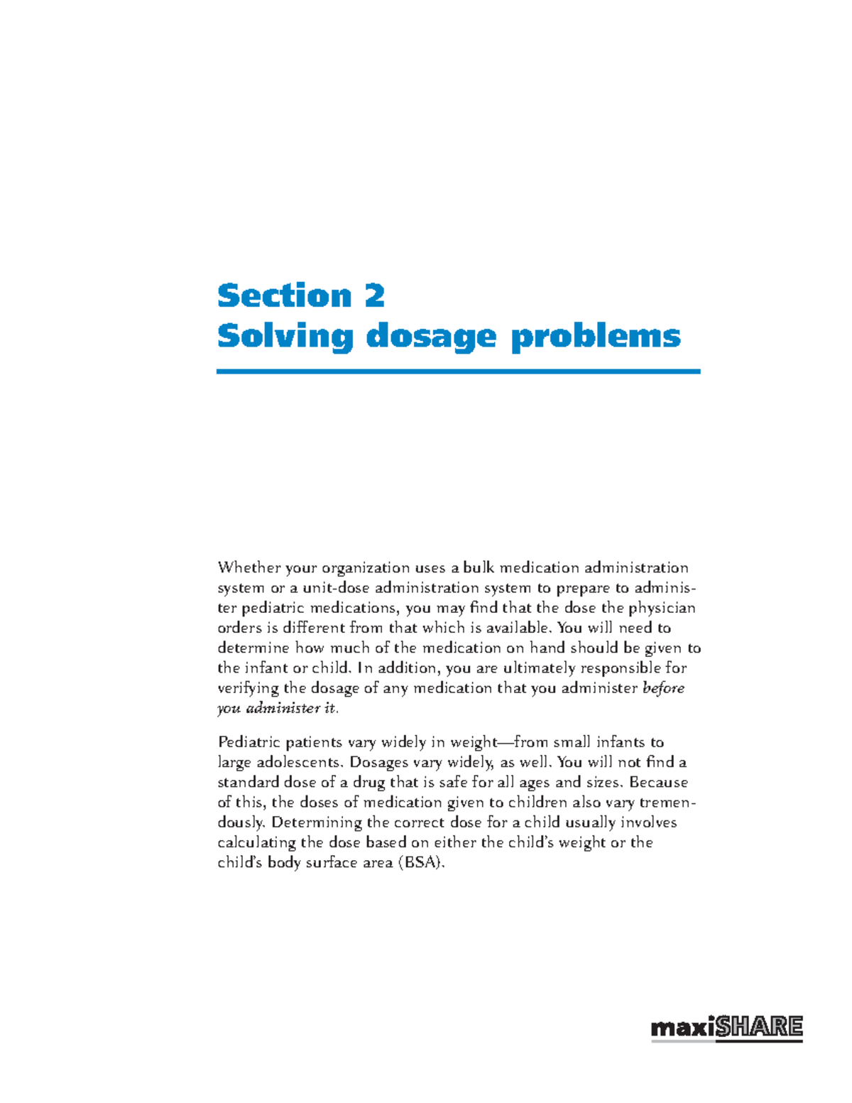 MedicationMath Medication Math Study Guide Section 2 Solving